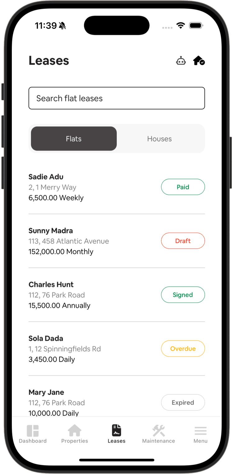 Estate Manager - Lease Lifecycle Tracking