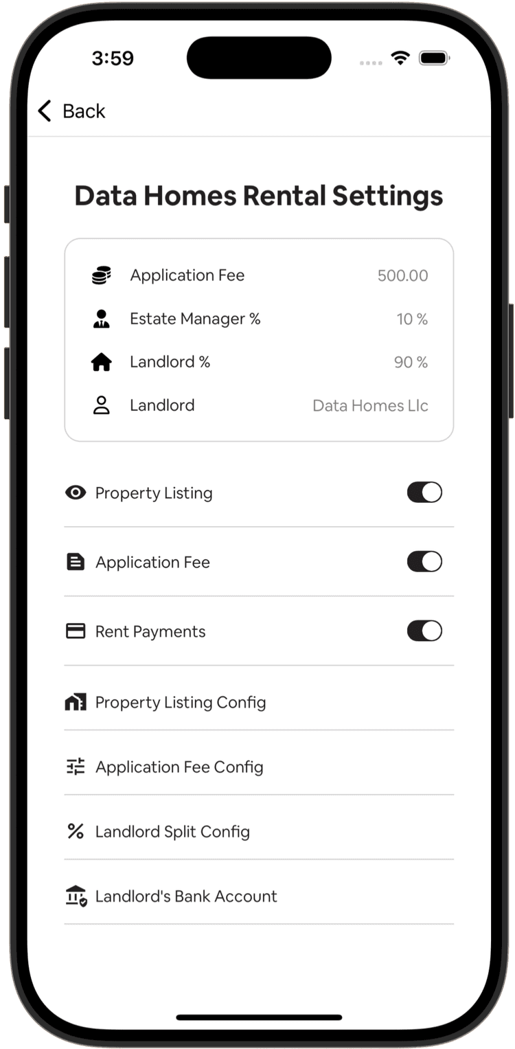 Estate Manager - Rental Settings (All Features Enabled)