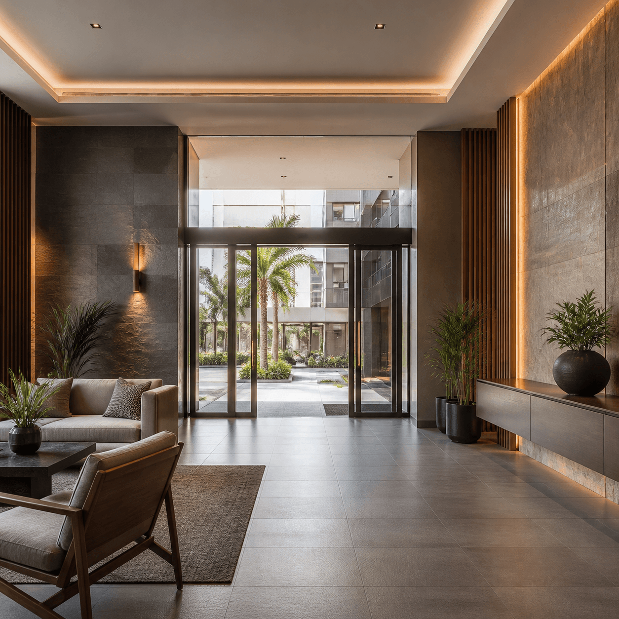 Palm Court Apartments lobby