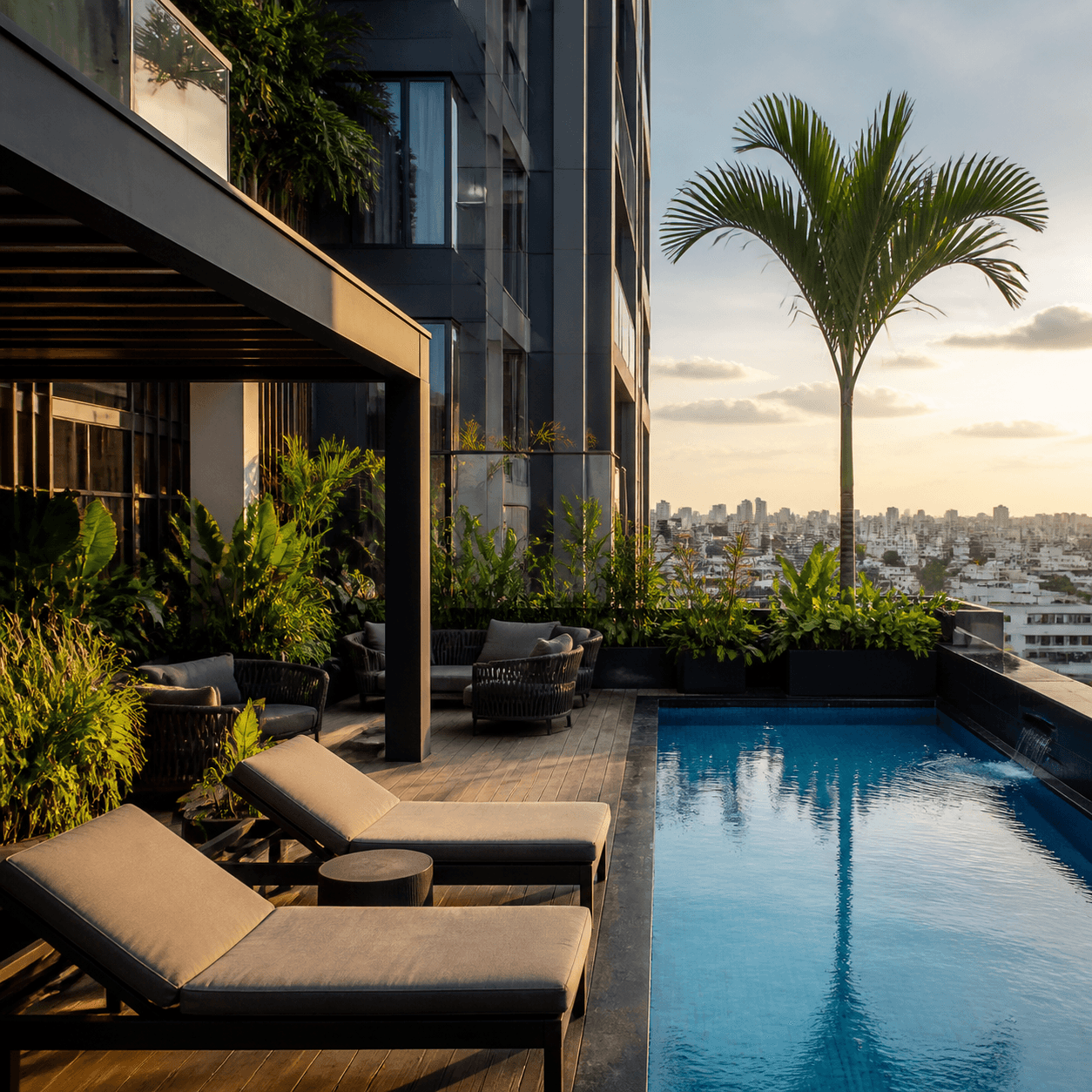 Palm Court Apartments rooftop amenity